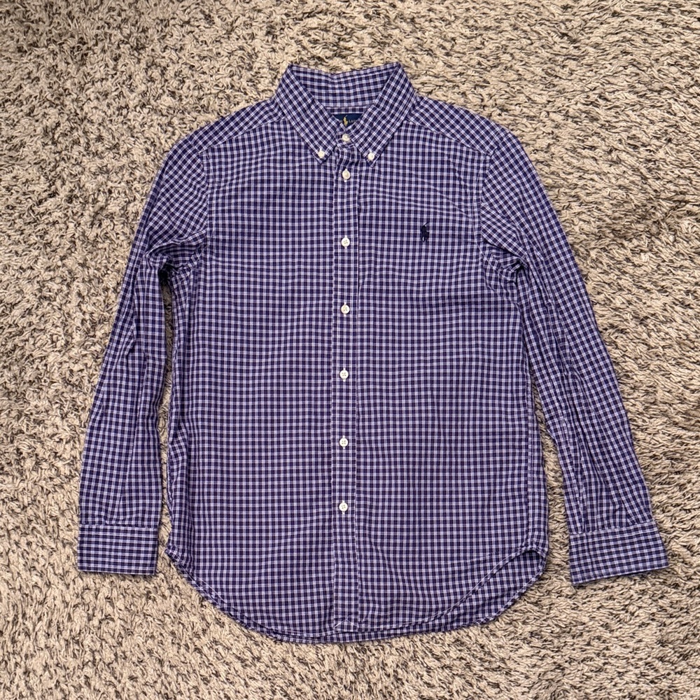 Boys Polo Purple Checkered Shirt